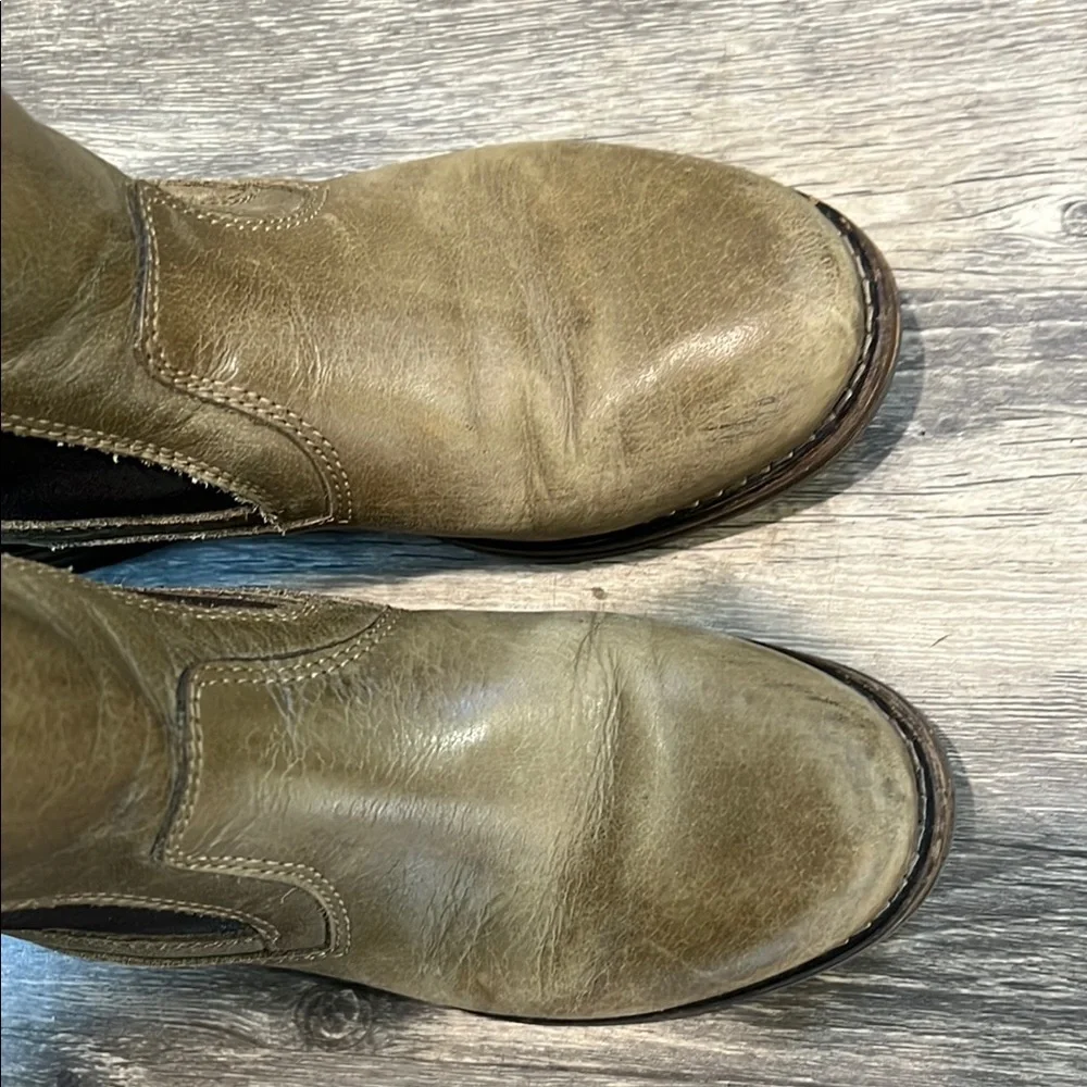 Eric Michael Khaki and Black Ankle Booties